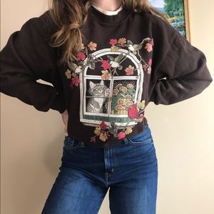 Home Is Where The Cat Is Grandma Vintage Sweater
